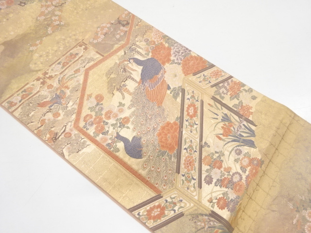 桃山秀禽屏風図織り出し袋帯